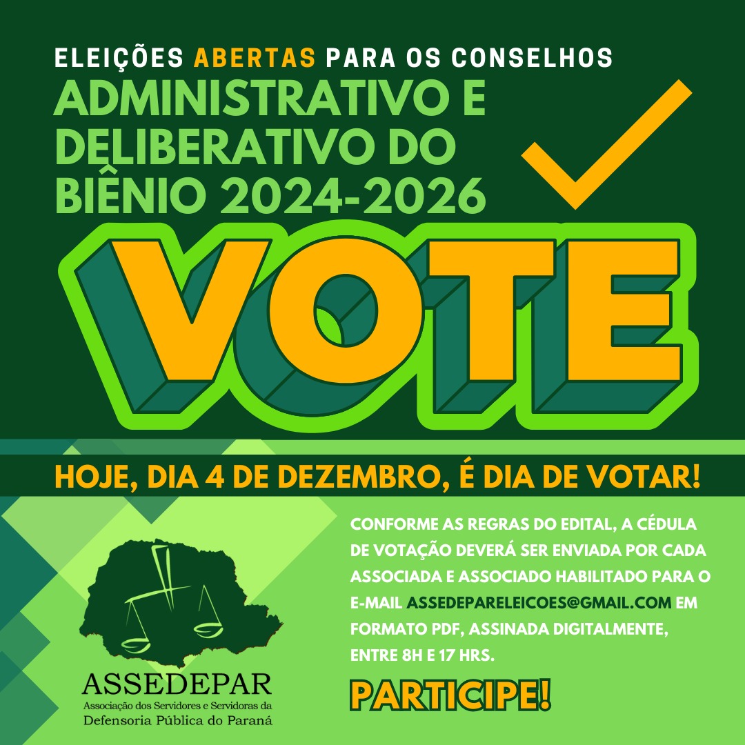 Dia de votação para os conselhos Administrativo e Deliberativo do Biênio 2024-2026
